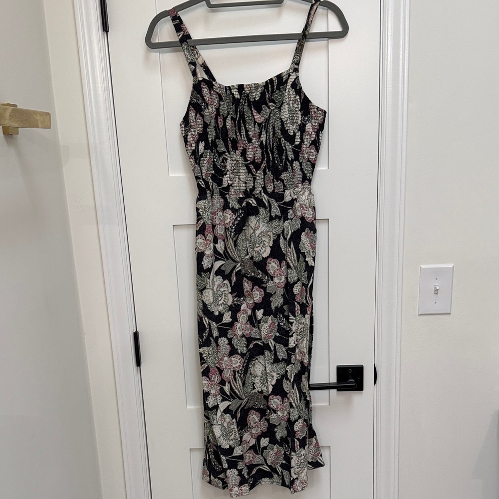 Old Navy Black and Pink Floral Midi Dress
